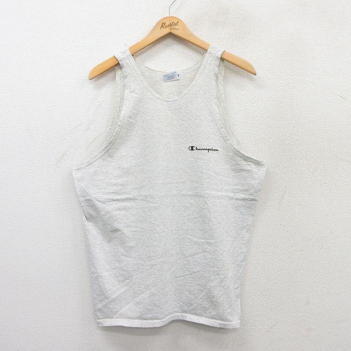【20%OFF】XL★古着 チャンピオン champion ビンテージ タンクトップ メンズ 00年代 00s ワンポイントロゴ クルーネック 薄グレー 霜降り 25jul18 中古