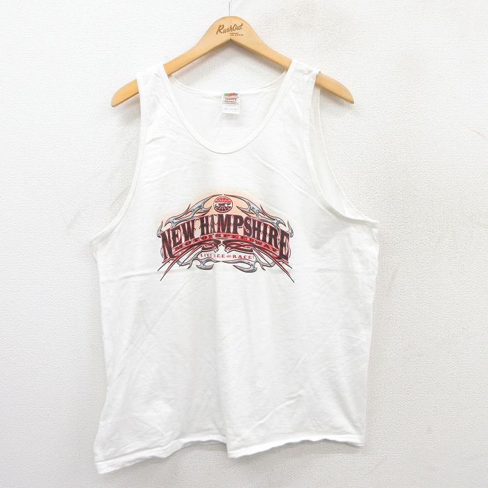 XL★古着 フルーツオブザルーム ビンテージ タンクトップ メンズ 00年代 00s NEW HAMPSHIRE スピードウェイ 大きいサイズ コットン クルーネック 白 ホワイト 25jul18 中古