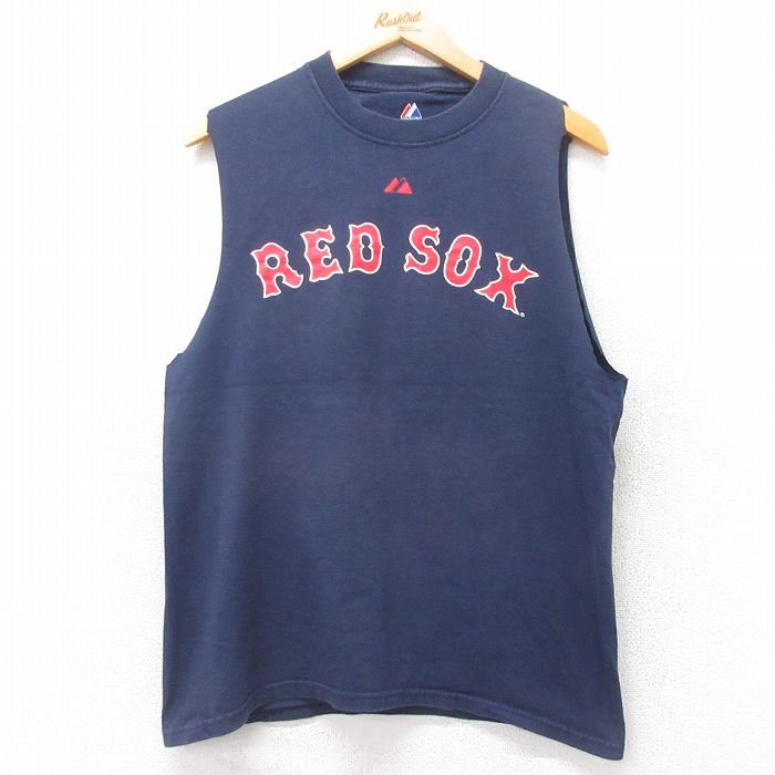 マジェスティック 00s ノースリーブTシャツ ボストンレッドソックス ネイビー M | 古着