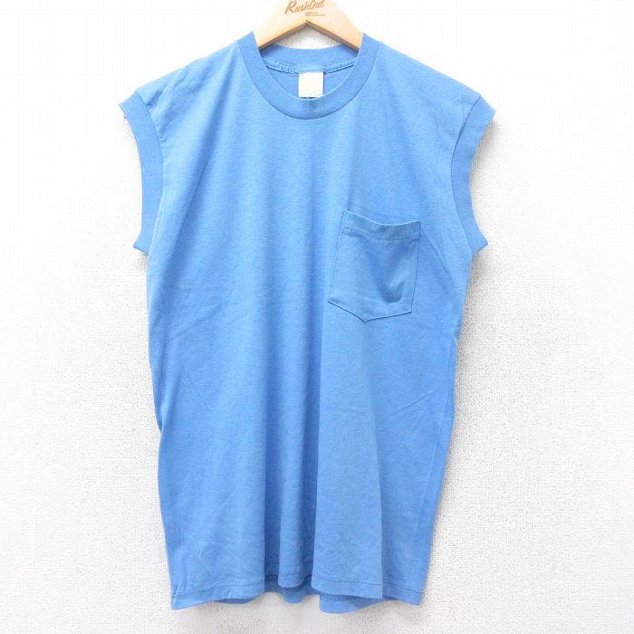 ノースリーブTシャツ 胸ポケット付き ネイビー M | 古着