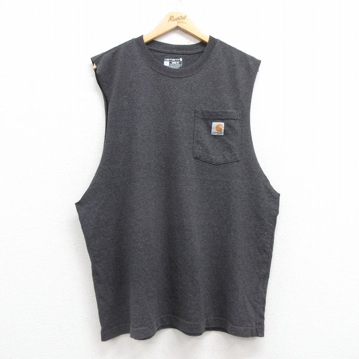 【50%OFF】カーハート ノースリーブTシャツ 胸ポケット グレー XL | 古着