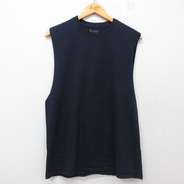 チャンピオン ノースリーブTシャツ ネイビー L | 古着