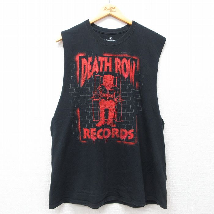 XL★古着 ノースリーブ ロック バンド Tシャツ メンズ デスロウレコード コットン クルーネック 黒 ブラック 【spe】 25jul19 中古