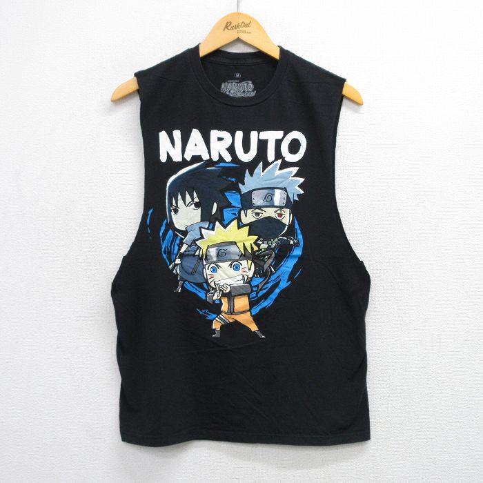 ノースリーブTシャツ ナルト疾風伝プリント ブラック M | 古着