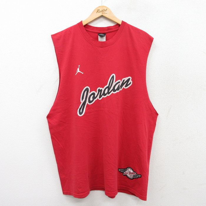 XL★古着 ノースリーブ ビンテージ Tシャツ メンズ 00年代 00s マイケルジョーダン エアジョーダン 大きいサイズ コットン クルーネック 赤 レッド 25jul19 中古