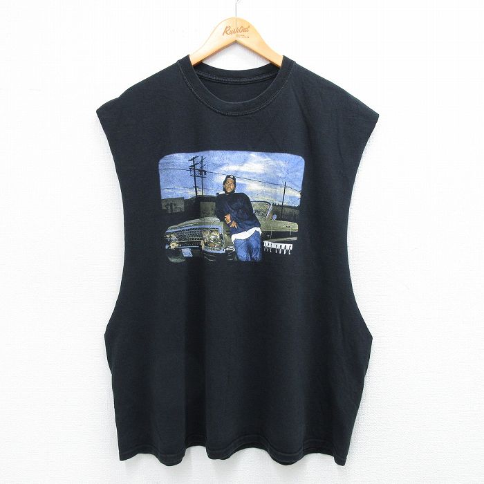 XL★古着 ノースリーブ ヒップホップ ラップ Tシャツ メンズ アイスキューブ 大きいサイズ クルーネック 黒 ブラック 25jul22 中古
