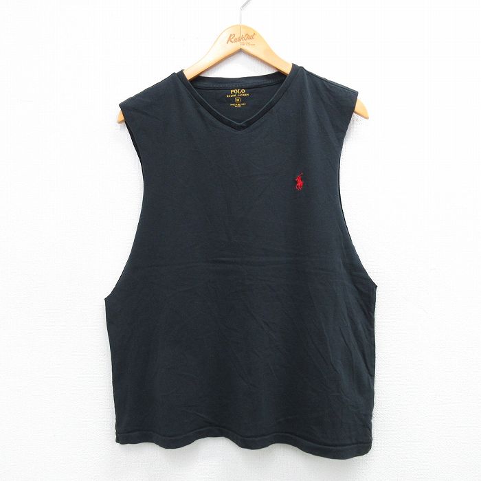 ラルフローレン ノースリーブTシャツ ワンポイントロゴ ブラック L | 古着