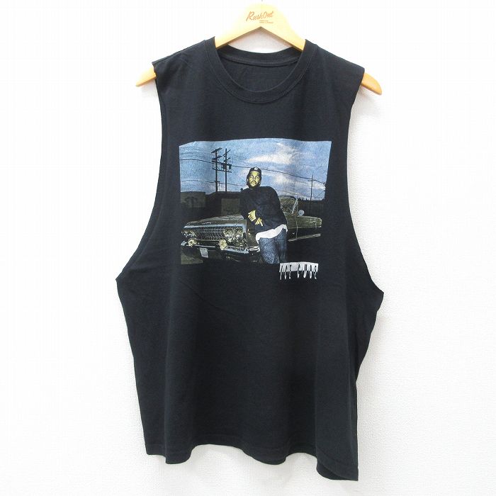 【50%OFF】XL★古着 ノースリーブ ヒップホップ ラップ Tシャツ メンズ アイスキューブ クルーネック 黒 ブラック 【spe】 25jul23 中古