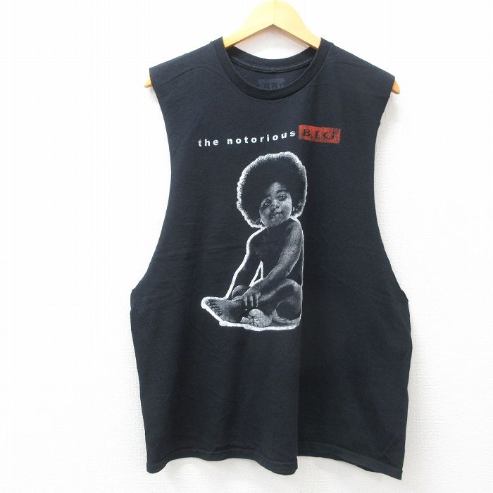 XL★古着 ノースリーブ ヒップホップ ラップ Tシャツ メンズ ノトーリアスBIG コットン クルーネック 黒 ブラック 25jul23 中古