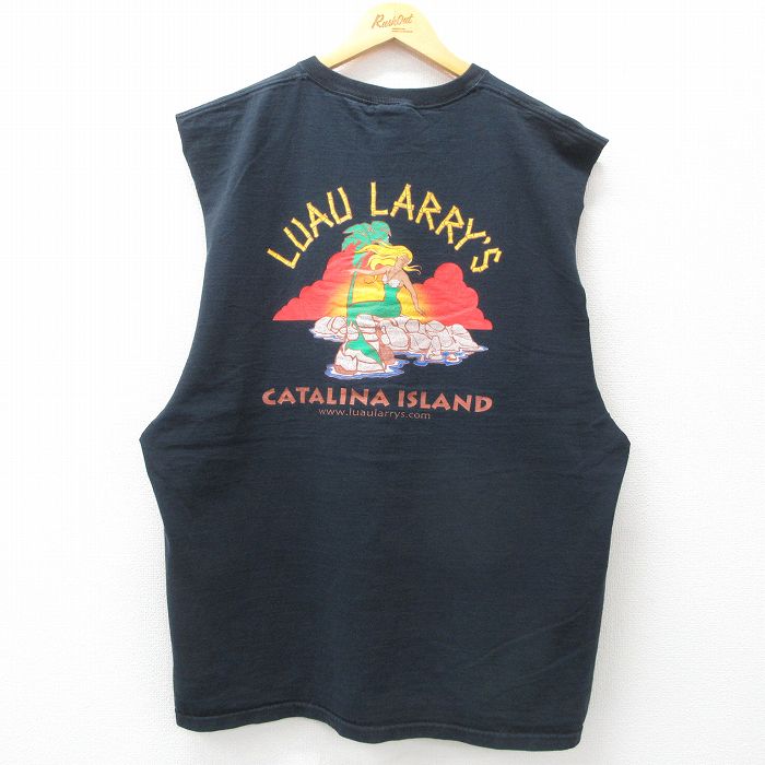 【50%OFF】XL★古着 フルーツオブザルーム ノースリーブ ビンテージ Tシャツ メンズ 00年代 00s LUAU LARRYS 大きいサイズ コットン クルーネック 黒 ブラック 25jul23 中古