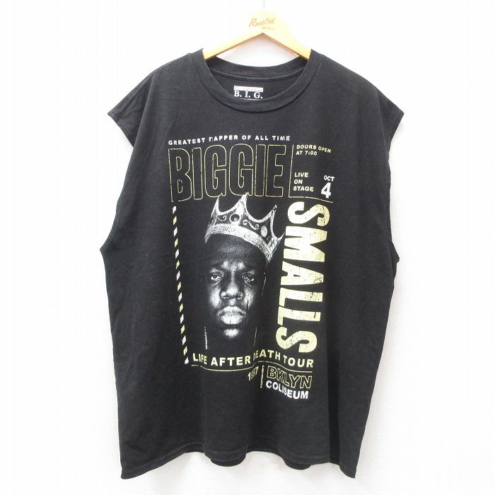 XL★古着 ノースリーブ ヒップホップ ラップ Tシャツ メンズ ノトーリアスBIG 大きいサイズ クルーネック 黒 ブラック 25jul25 中古