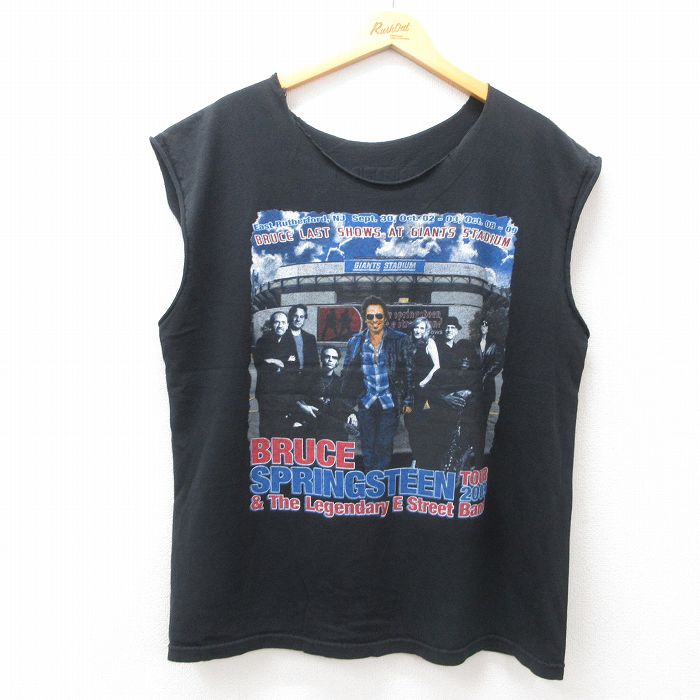 XL★古着 ノースリーブ ロック バンド Tシャツ メンズ ブルーススプリングスティーン Eストリートバンド クルーネック 黒 ブラック 【spe】 25jul25 中古