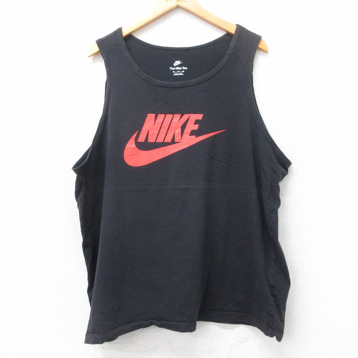 XL★古着 ナイキ NIKE タンクトップ メンズ ビッグロゴ 大きいサイズ コットン クルーネック 黒 ブラック 25jul25 中古