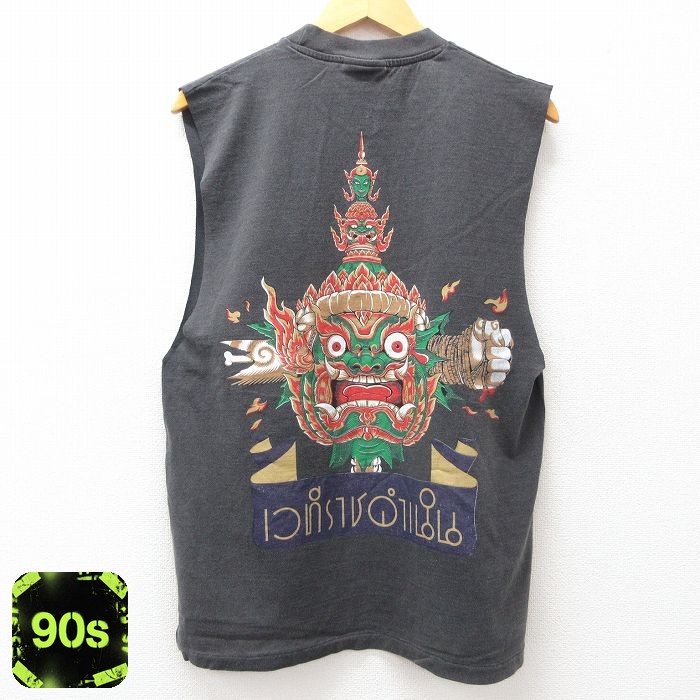 ノースリーブTシャツ RAJADAMNERNプリント ブラック L | 古着