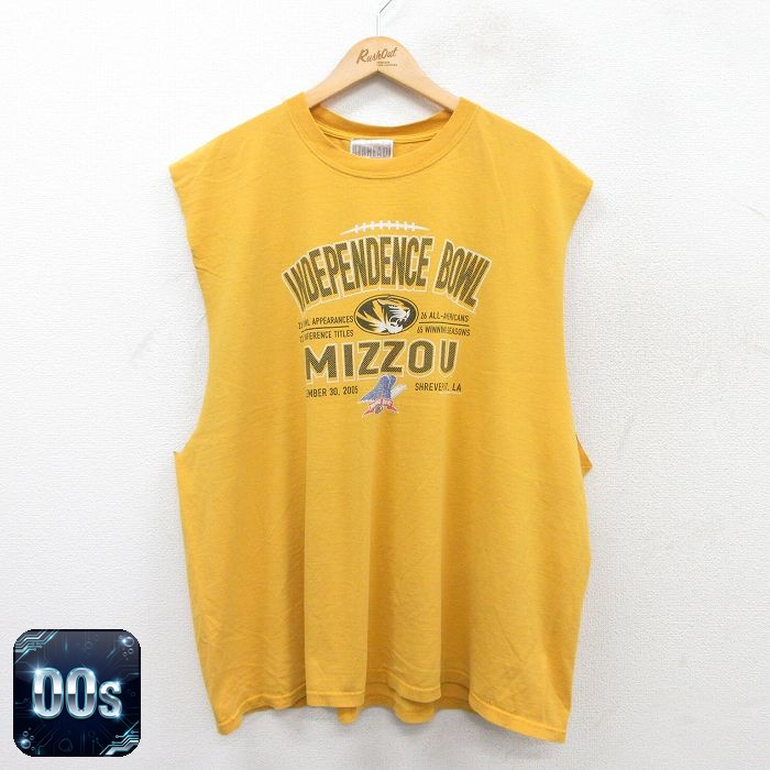 00s ノースリーブTシャツ INDEPENDENCE BOWLミズーリ イエロー XL | 古着