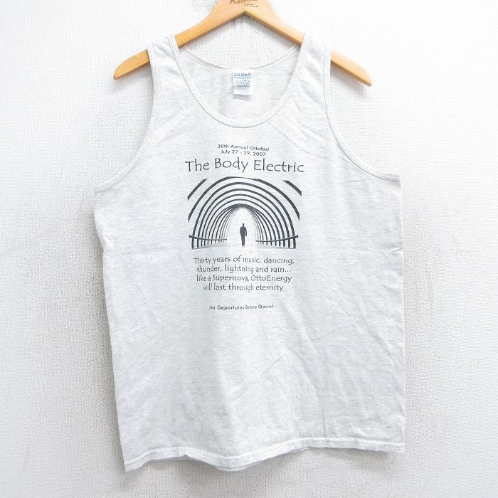 L★古着 ビンテージ タンクトップ メンズ 00年代 00s Body Electric クルーネック 薄グレー 霜降り 25jul31 中古
