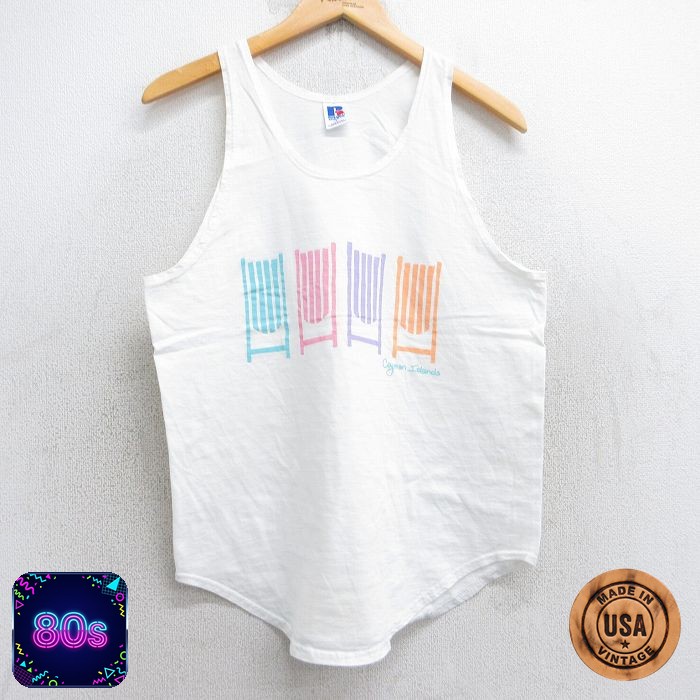 【50%OFF】ラッセル 80s タンクトップ ケイマンアイランド ホワイト M | 古着