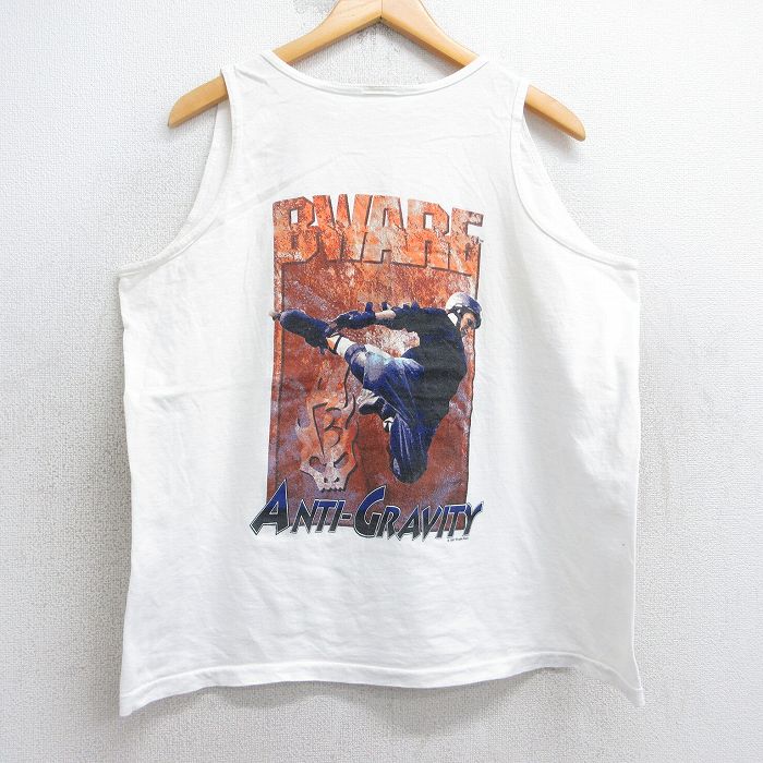 XL★古着 ビンテージ タンクトップ メンズ 90年代 90s アンチグラビティ BWARE クルーネック 白 ホワイト 25jul31 中古