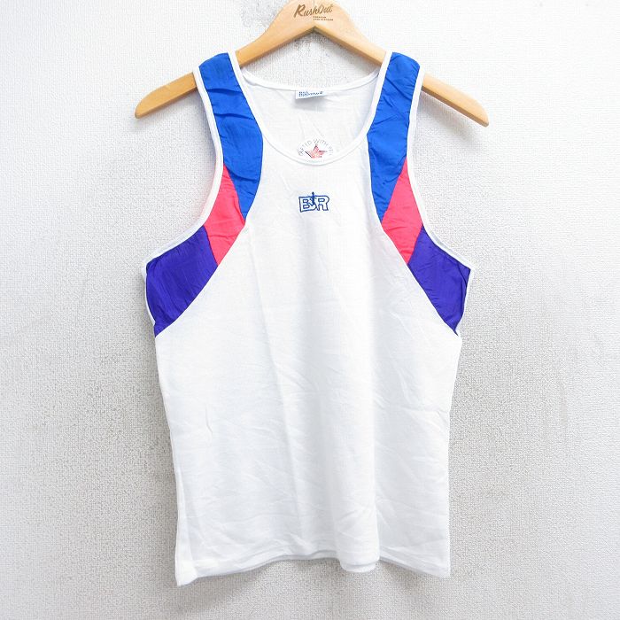S★古着 ビンテージ タンクトップ メンズ 90年代 90s BR クルーネック USA製 デッドストック 白他 ホワイト 25jul31 中古