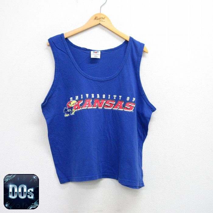 00s タンクトップ KANSAS ブルー XL | 古着