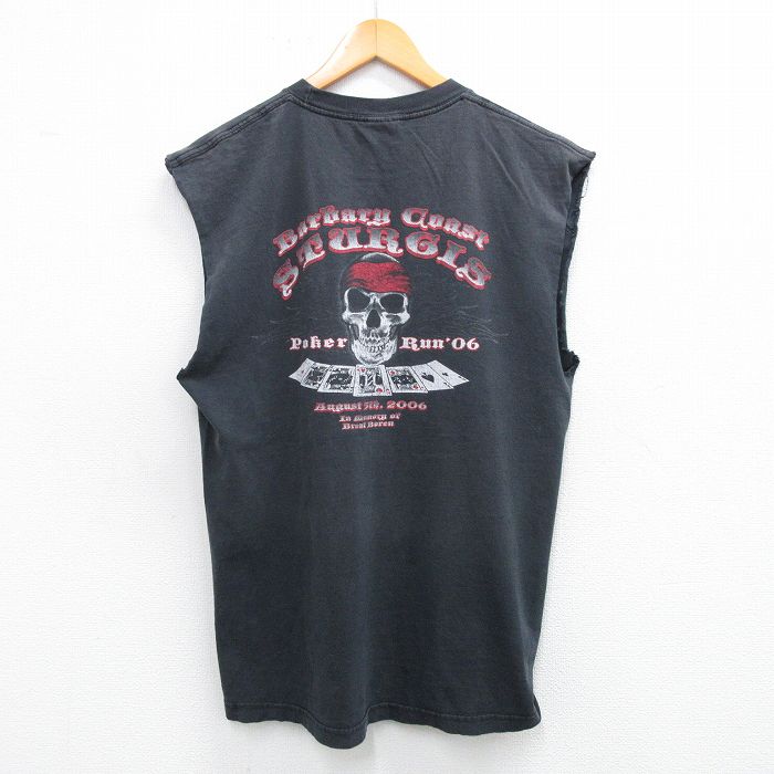 L★古着 ノースリーブ ビンテージ Tシャツ メンズ 00年代 00s スタージス スカル 胸ポケット付き コットン クルーネック 黒 ブラック 25aug12 中古