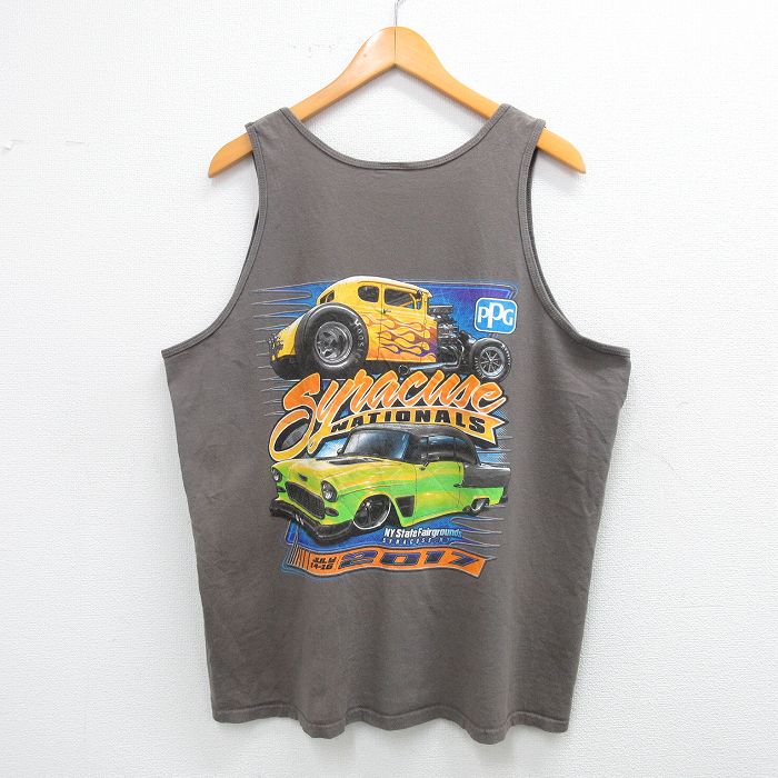 【50%OFF】XL★古着 タンクトップ メンズ ホットロッド HOT ROD シラキュース クルーネック 濃ベージュ カーキ 25aug12 中古