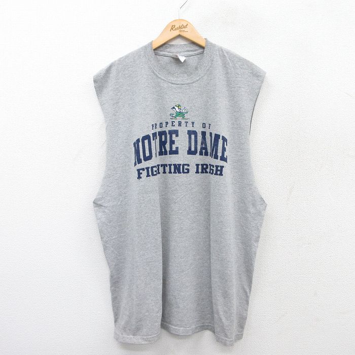 【50%OFF】マジェスティック 00s ノースリーブTシャツ ノートルダムアイリッシュ グレー XL | 古着