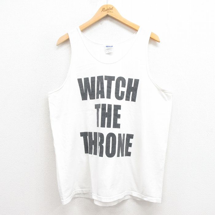 XL★古着 ヒップホップ ラップ タンクトップ WATCH THRONE コットン 白 ホワイト 25aug18 中古 メンズ