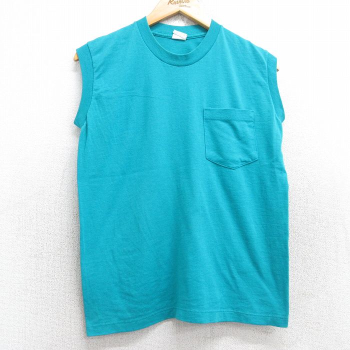 ノースリーブTシャツ 無地 ブルー M | 古着