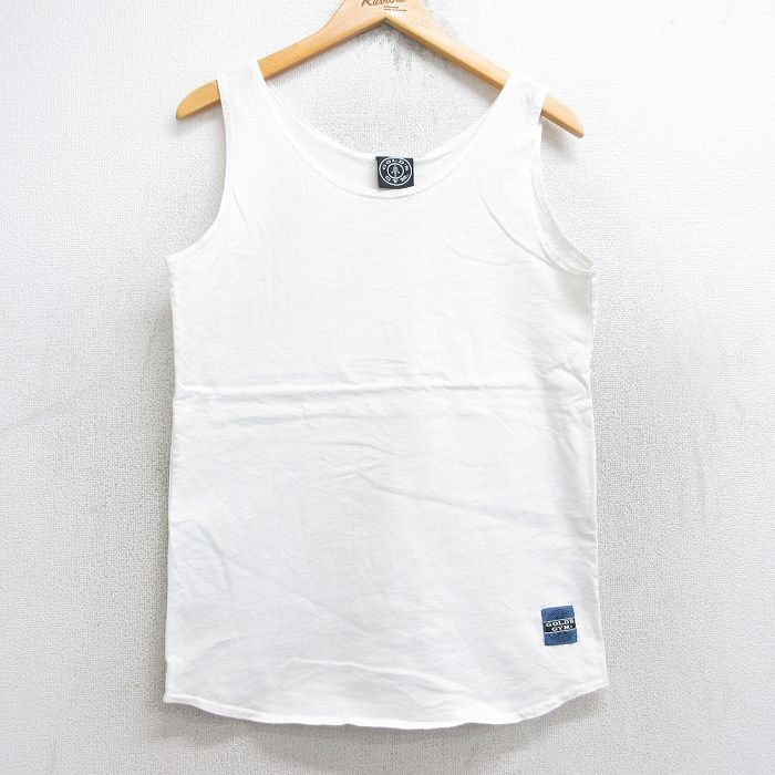 【50%OFF】M★古着 ビンテージ タンクトップ メンズ 90年代 90s ゴールドジム 無地 コットン クルーネック USA製 白 ホワイト 25aug23 中古