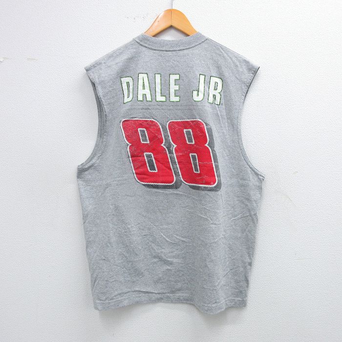 XL★古着 ノースリーブ Tシャツ メンズ NASCAR マウンテンデュー デイルアーンハートジュニア 88 クルーネック グレー 霜降り 25aug23 中古