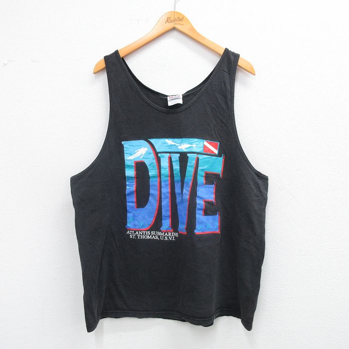 ヘインズ 00s タンクトップ DIVE ブラック XL | 古着