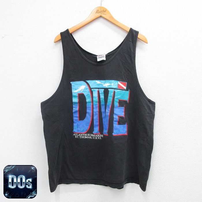 ヘインズ 00s タンクトップ DIVE ブラック XL | 古着