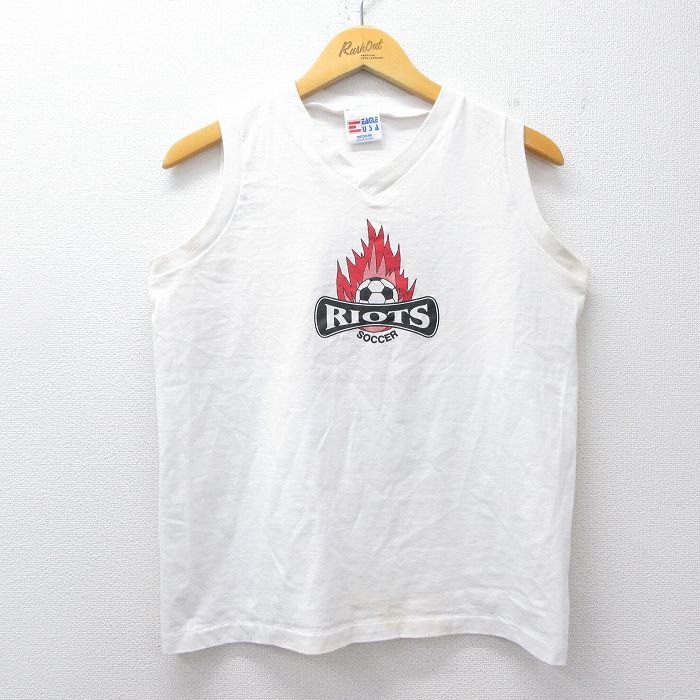 90s ノースリーブTシャツ RIOT ホワイト メンズM相当 | 古着