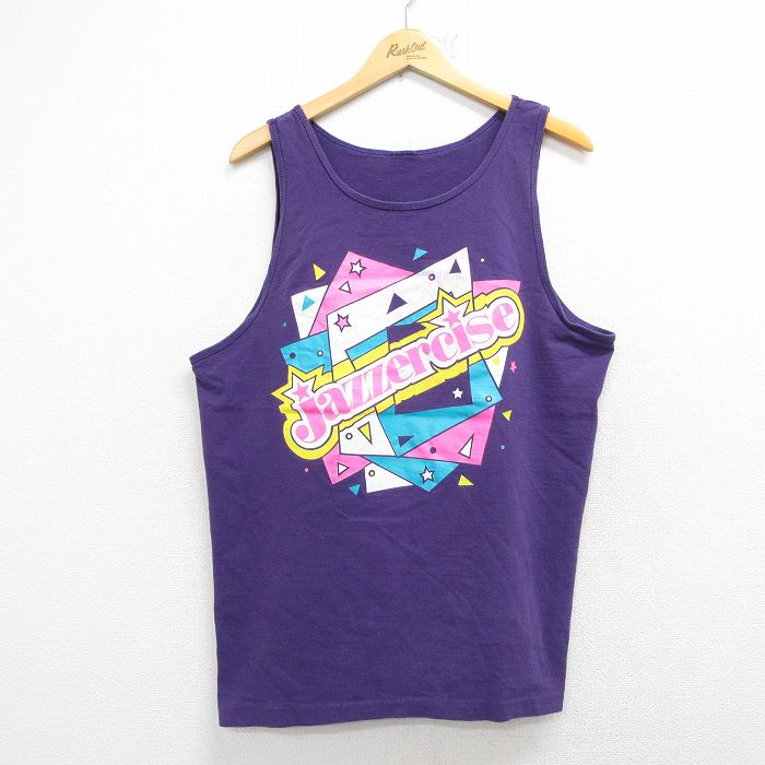 90s タンクトップ jazzercise パープル メンズL相当 | 古着