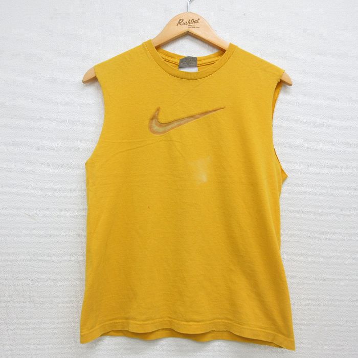 ナイキ 00s ノースリーブTシャツ ビッグロゴ イエロー メンズS相当 | 古着
