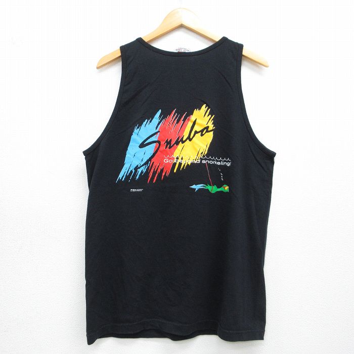 【20%OFF】80s タンクトップ SNUBA DIVING ブラック メンズL相当 | 古着