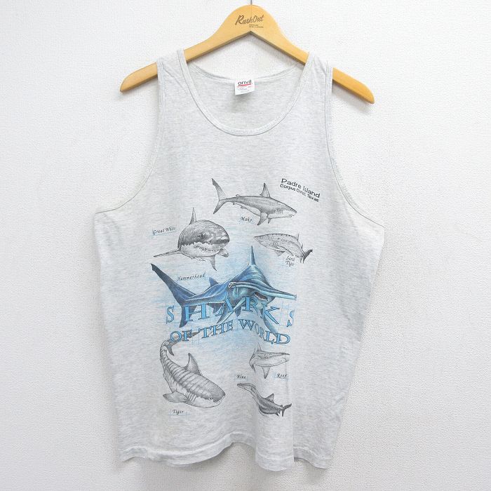 90s タンクトップ サメ グレー XL | 古着