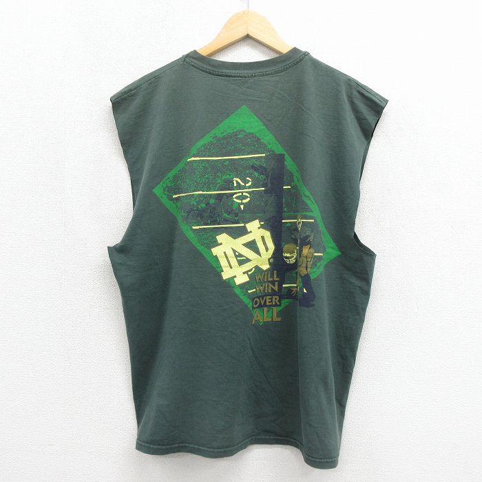 チャンピオン 00s ノースリーブTシャツ ノートルダム グリーン XL | 古着