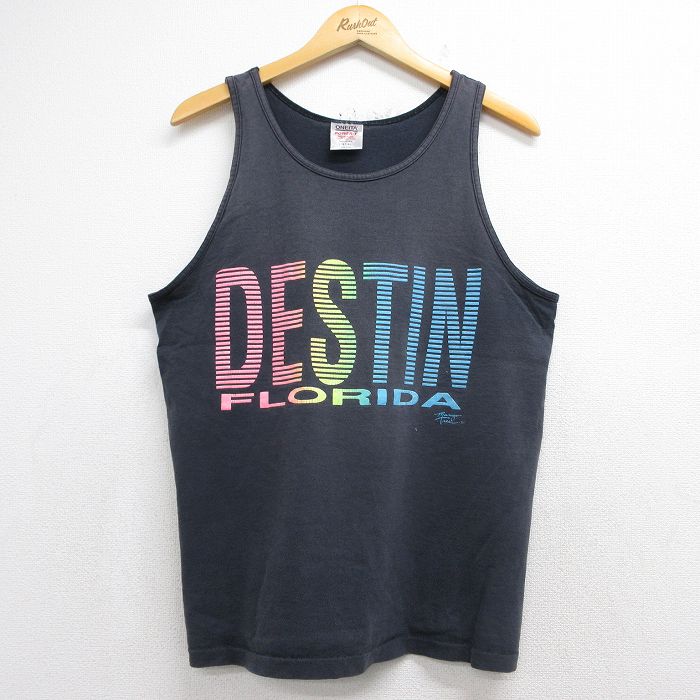 オニータ 90s タンクトップ DESTIN フロリダ ブラック メンズL相当 | 古着