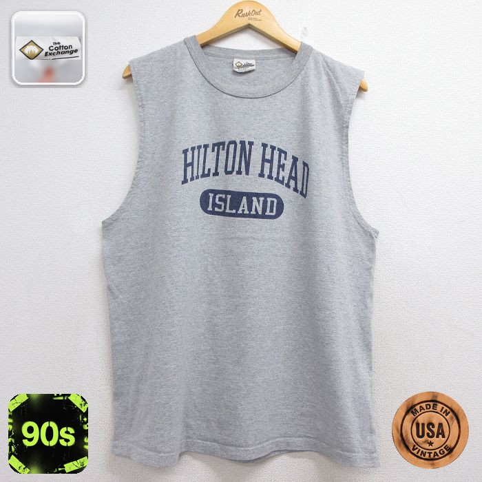 90s ノースリーブTシャツ HILTON HEAD 霜降りグレー メンズXL相当 | 古着
