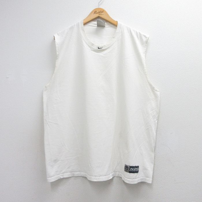 ナイキ 90s ノースリーブTシャツ ワンポイントロゴ ホワイト メンズXL相当 | 古着