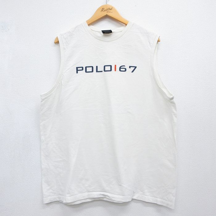 ラルフローレン ノースリーブTシャツ ビッグロゴ ホワイト メンズXL相当 | 古着