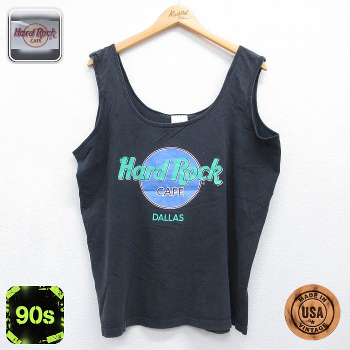 【20%OFF】ハードロックカフェ 90s タンクトップ ダラス ブラック メンズXL相当 | 古着