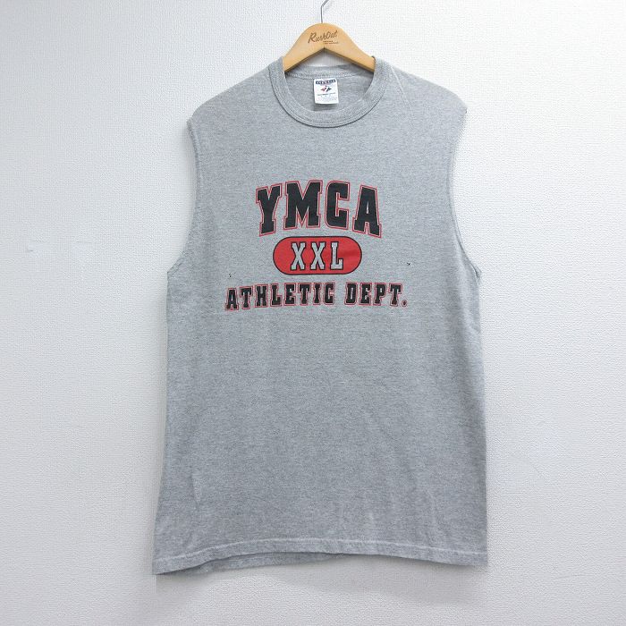 00s ノースリーブTシャツ YMCAカレッジ グレー メンズL相当 | 古着
