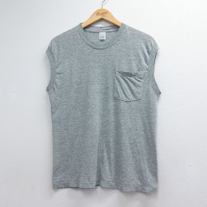フルーツオブザルーム 90s ノースリーブTシャツ 胸ポケット グレー メンズM相当 | 古着