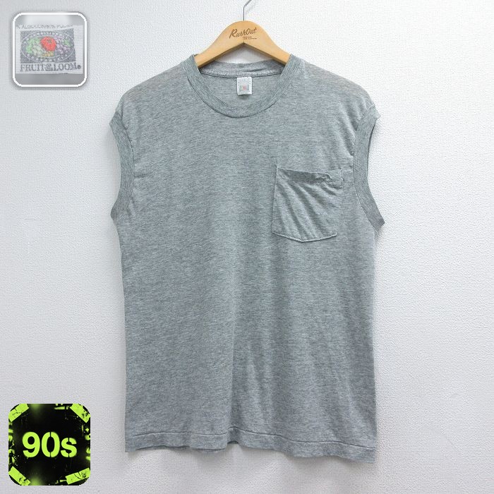 フルーツオブザルーム 90s ノースリーブTシャツ 胸ポケット グレー メンズM相当 | 古着