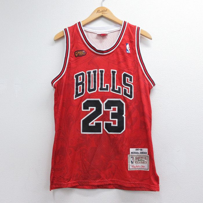 NBA シカゴブルズ M 半袖メッシュタンクトップ マイケルジョーダン レッド メンズM相当 | 古着