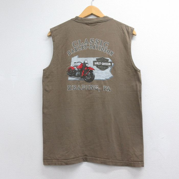 ハーレーダビッドソン 00s ノースリーブTシャツ ビッグロゴ ブラウン メンズM相当 | 古着