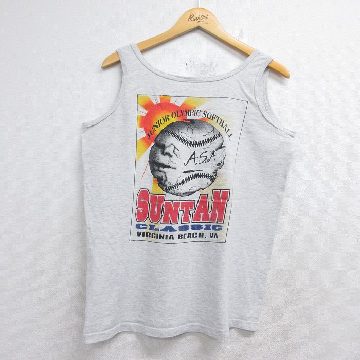 90s タンクトップ ソフトボール 霜降りグレー メンズL相当 | 古着